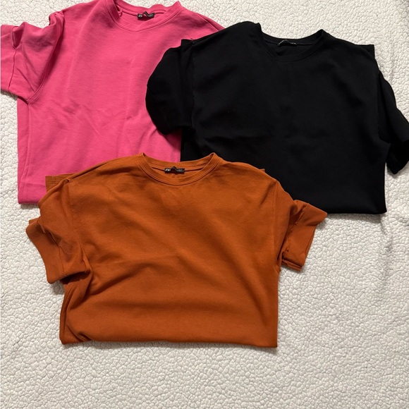 Zara Tops - (3) Zara Women's Casual Shirt Dresses- Pink, Black, and Orange